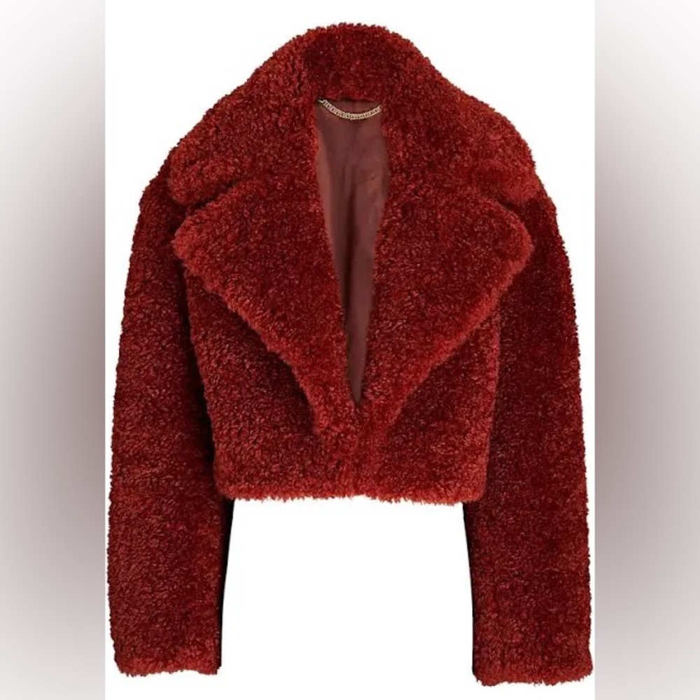 Ronny Kobo Cropped Helena Coat in Dark Red - NWT - Size Small